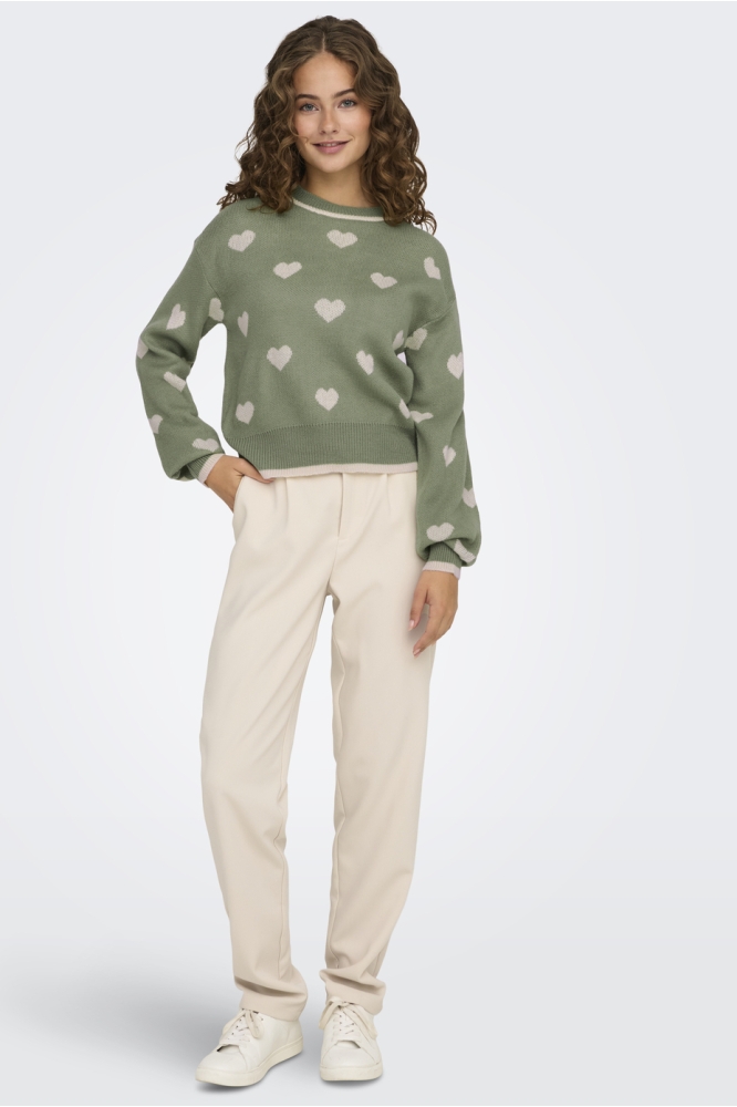 JDYROMANCE L/S JACQ. PULLOVER KNT N 15314768 SEA SPRAY/W TAPIOCA